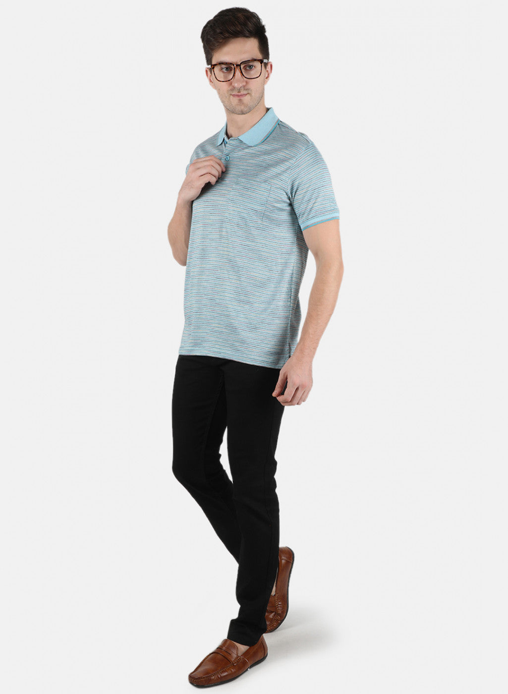 Men Blue Stripe T-Shirt