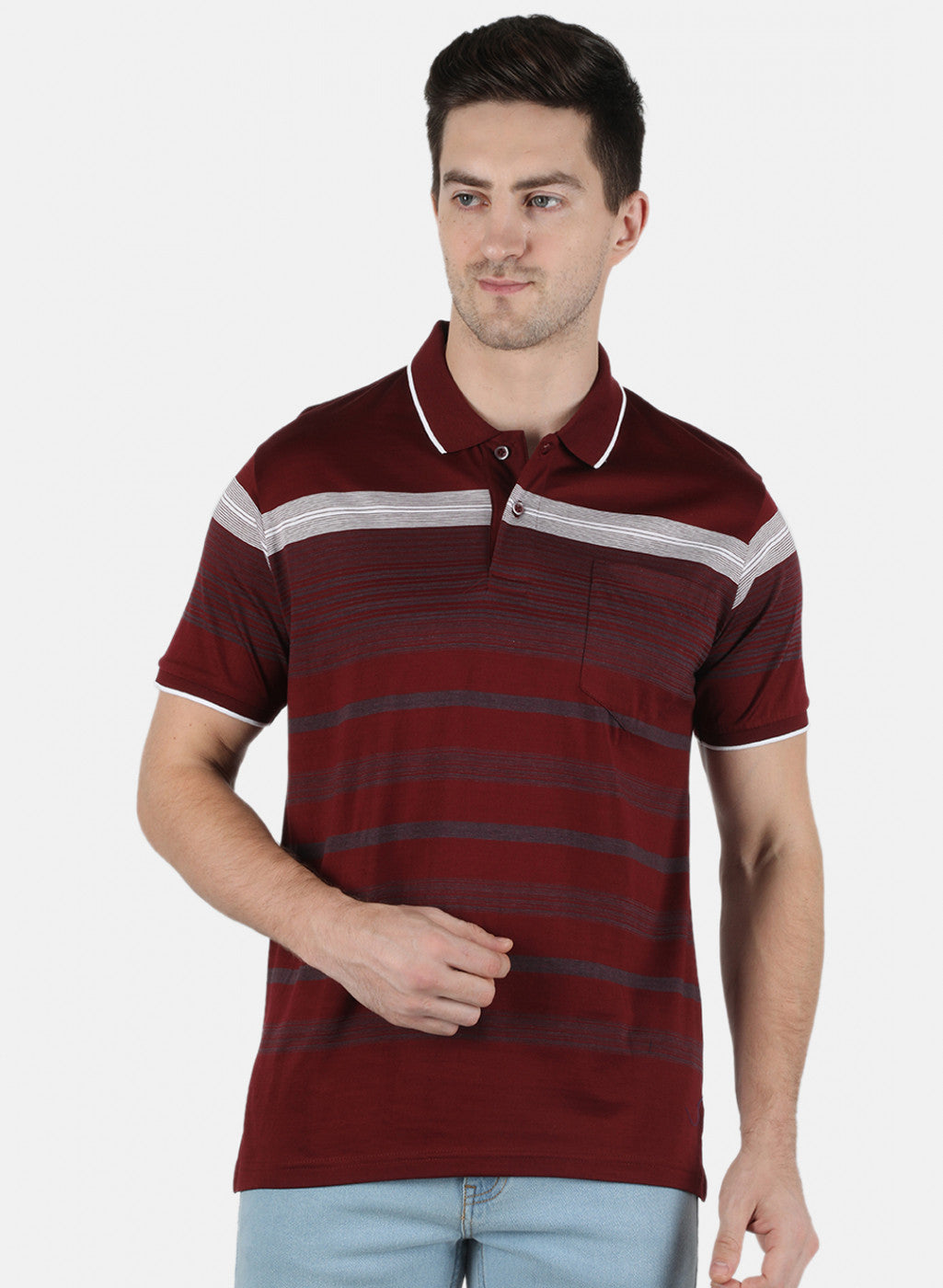 Men Maroon Stripe T-Shirt