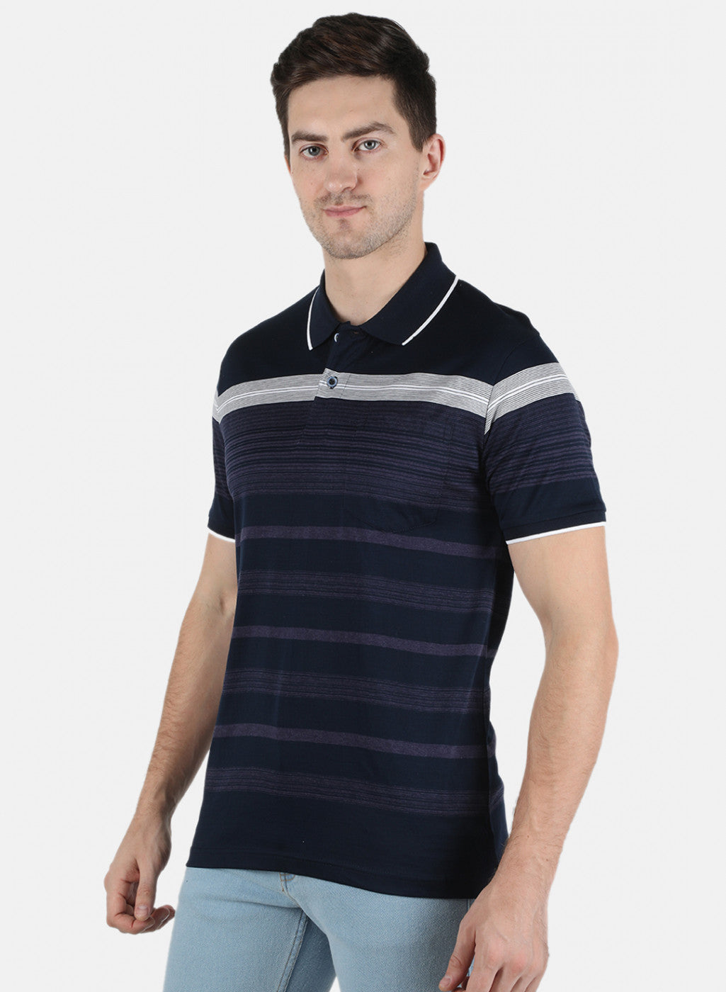 Men NAvy Blue Stripe T-Shirt