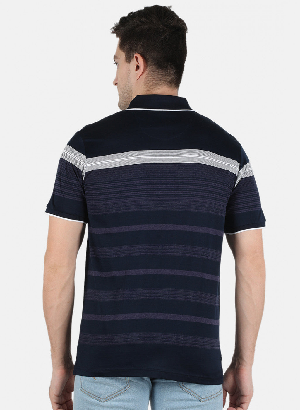 Men NAvy Blue Stripe T-Shirt