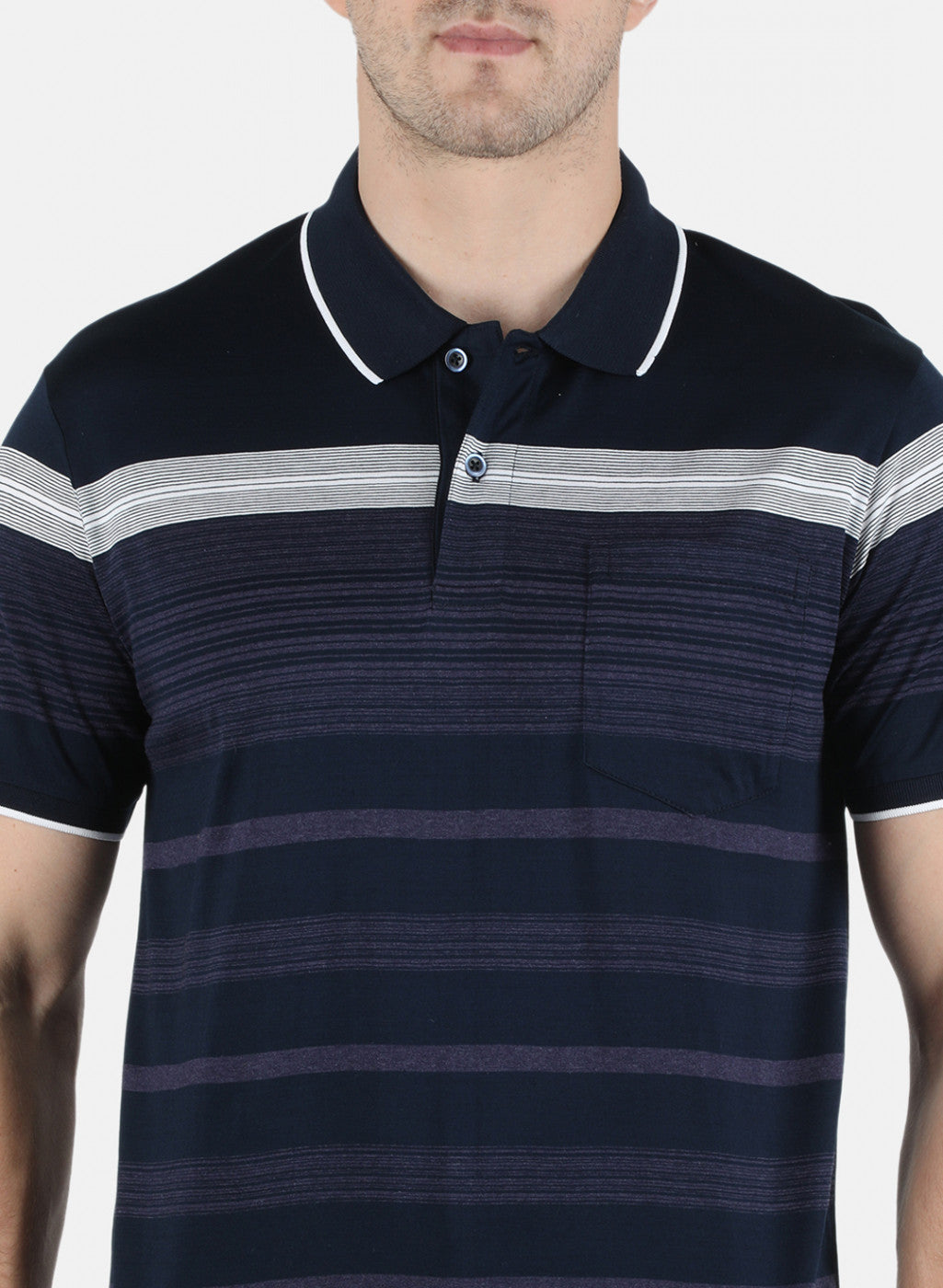 Men NAvy Blue Stripe T-Shirt