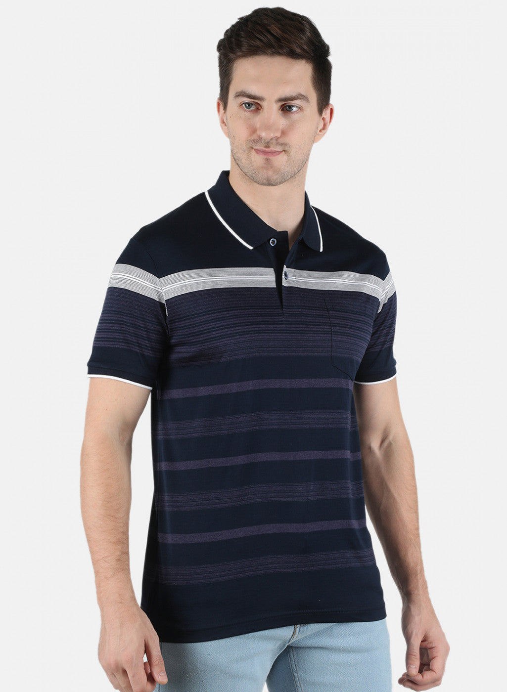 Men NAvy Blue Stripe T-Shirt