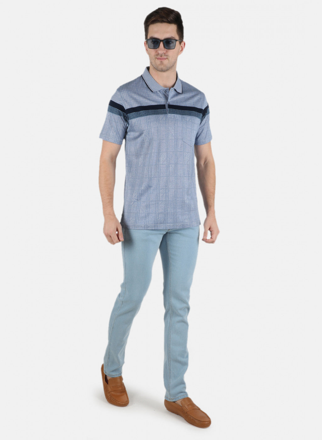 Men Blue Stripe T-Shirt