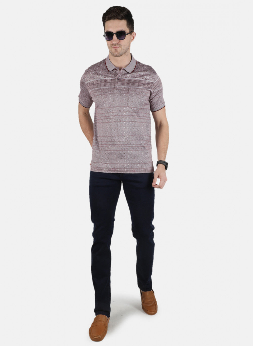 Men Maroon Stripe T-Shirt