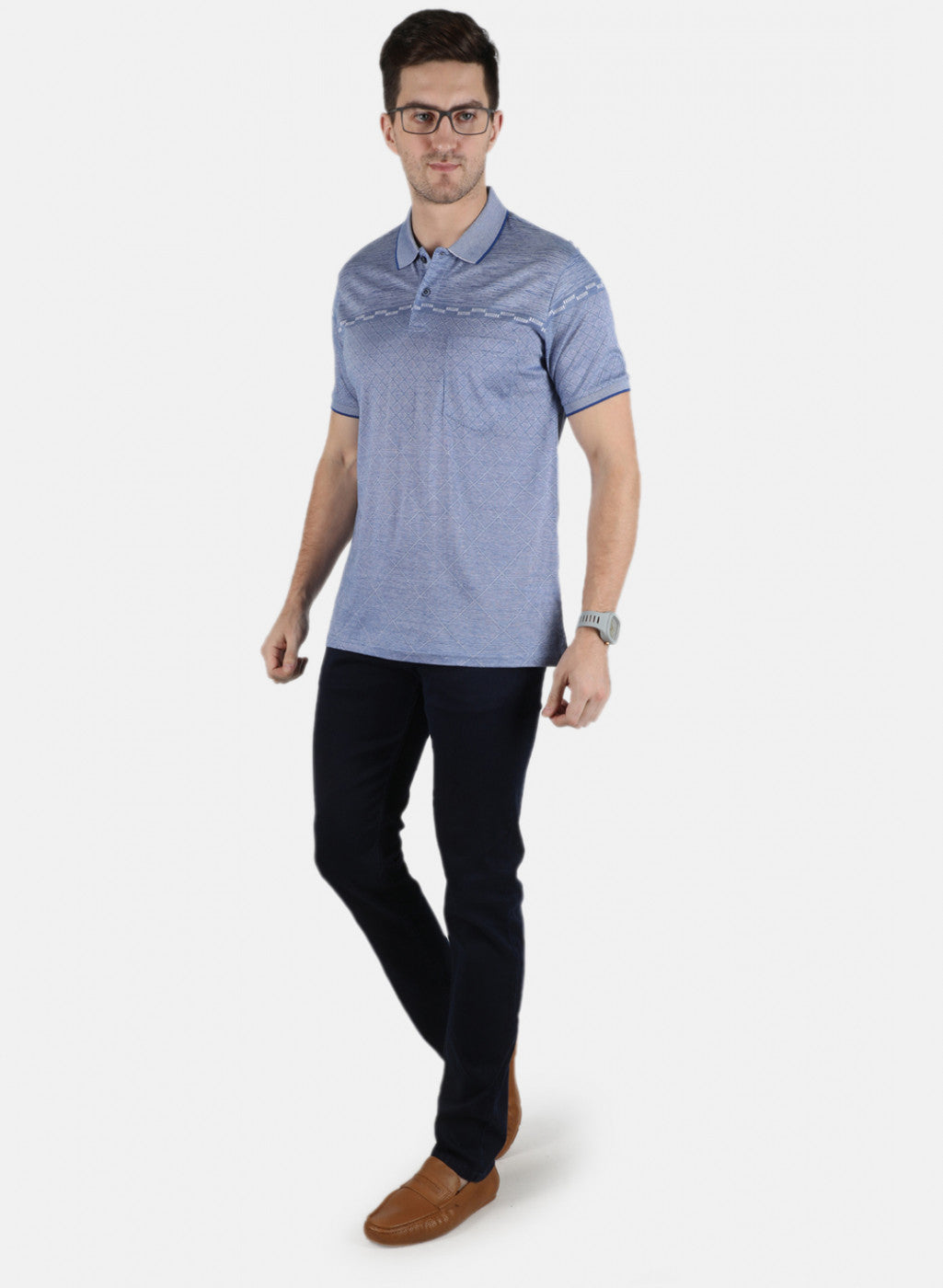 Men Blue Stripe T-Shirt