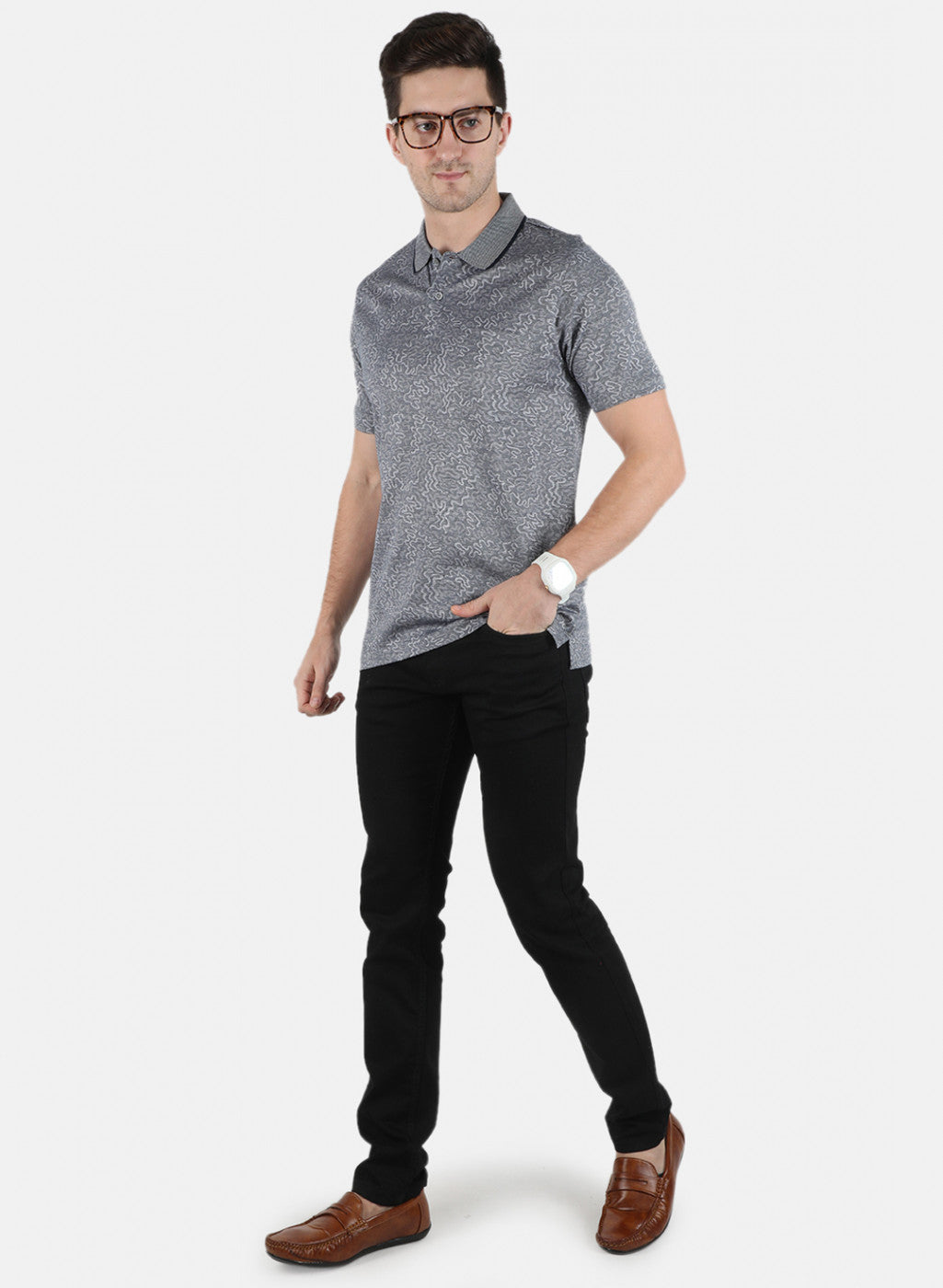 Men Grey Stripe T-Shirt