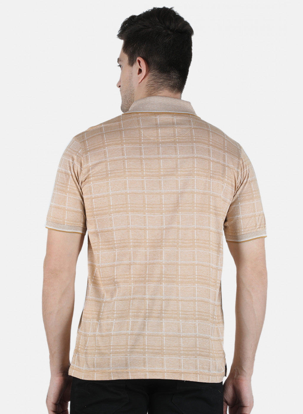 Men Beige Stripe T-Shirt