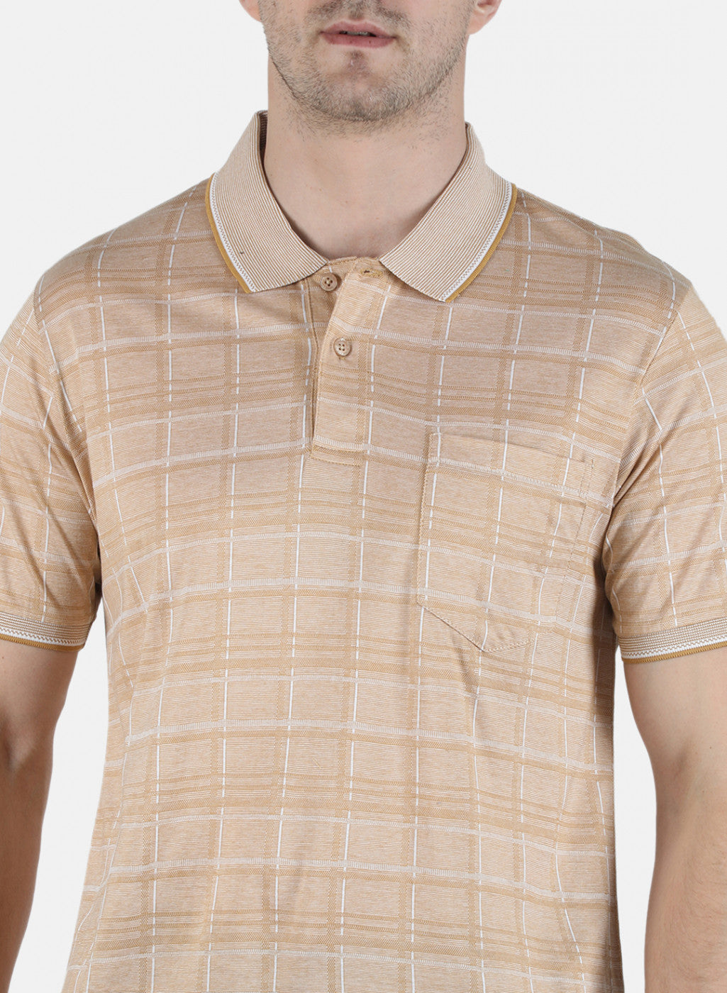 Men Beige Stripe T-Shirt