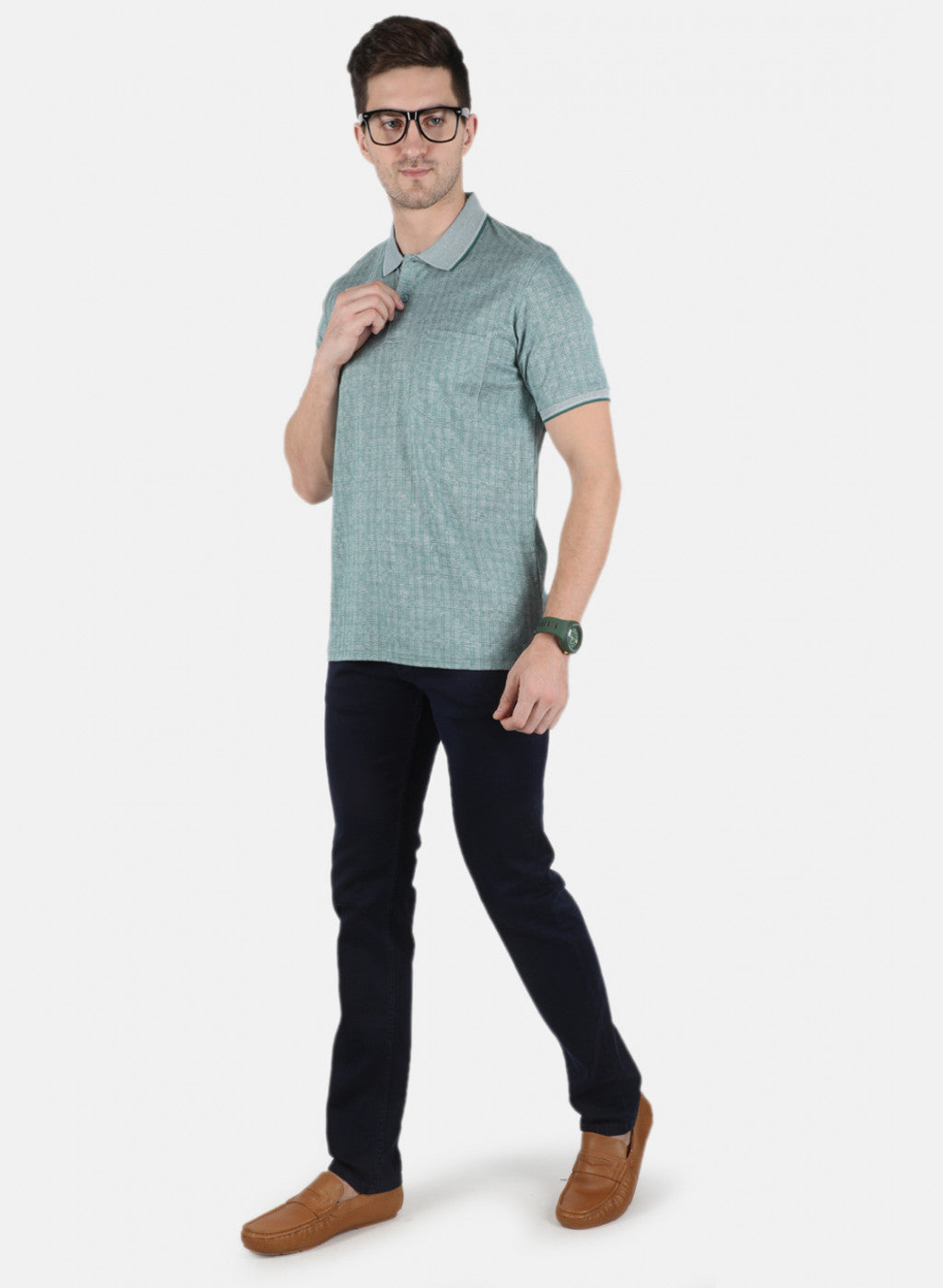 Men Green Stripe T-Shirt