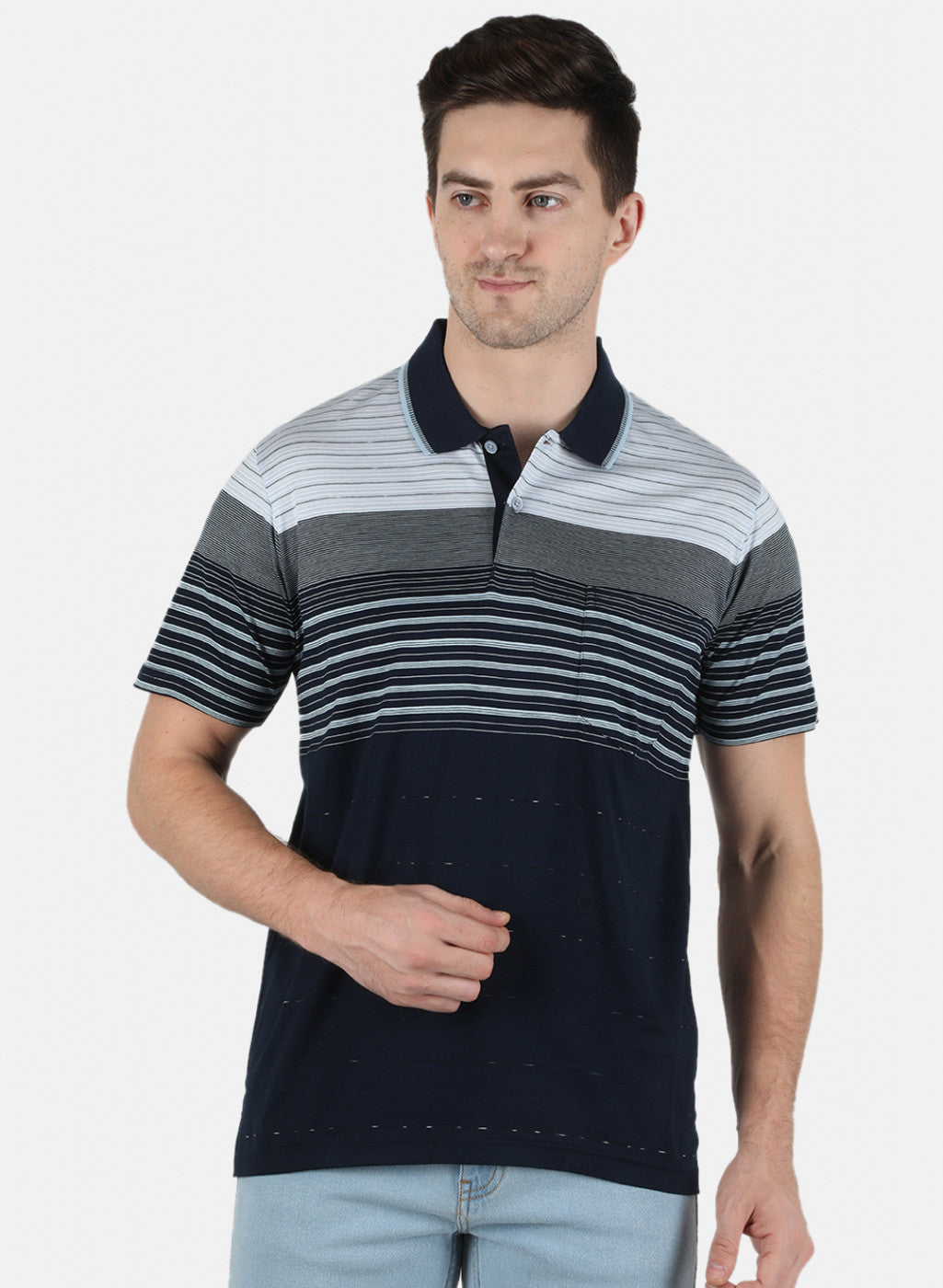 Men NAvy Blue Stripe T-Shirt