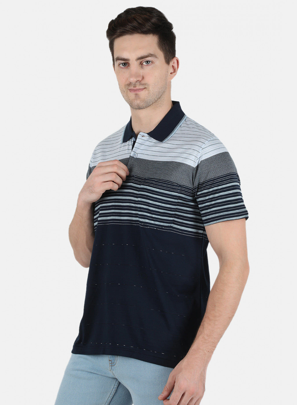 Men NAvy Blue Stripe T-Shirt