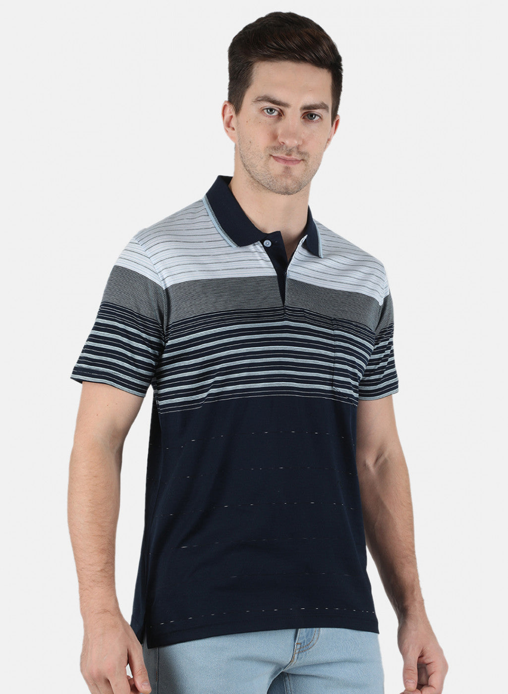 Men NAvy Blue Stripe T-Shirt