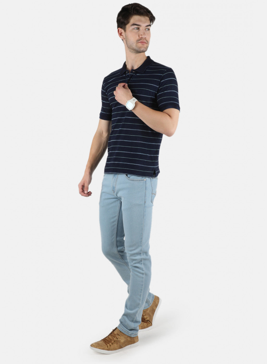 Men Blue Stripe T-Shirt