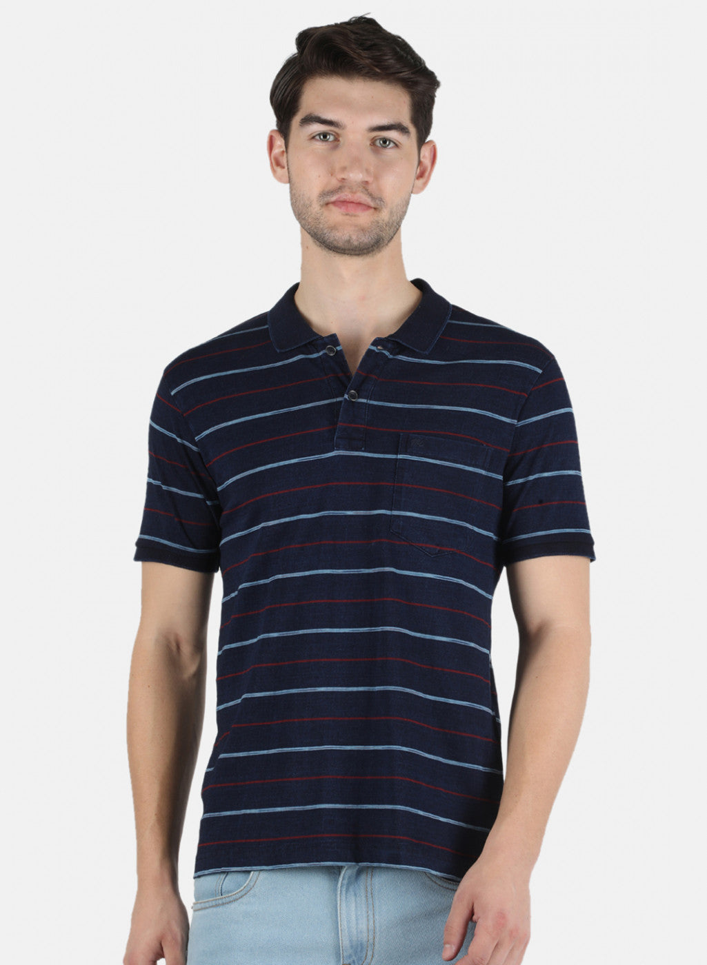 Men Blue Stripe T-Shirt