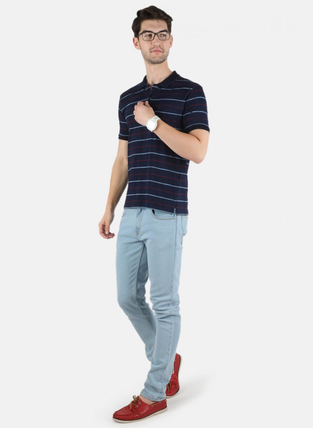 Men Blue Stripe T-Shirt