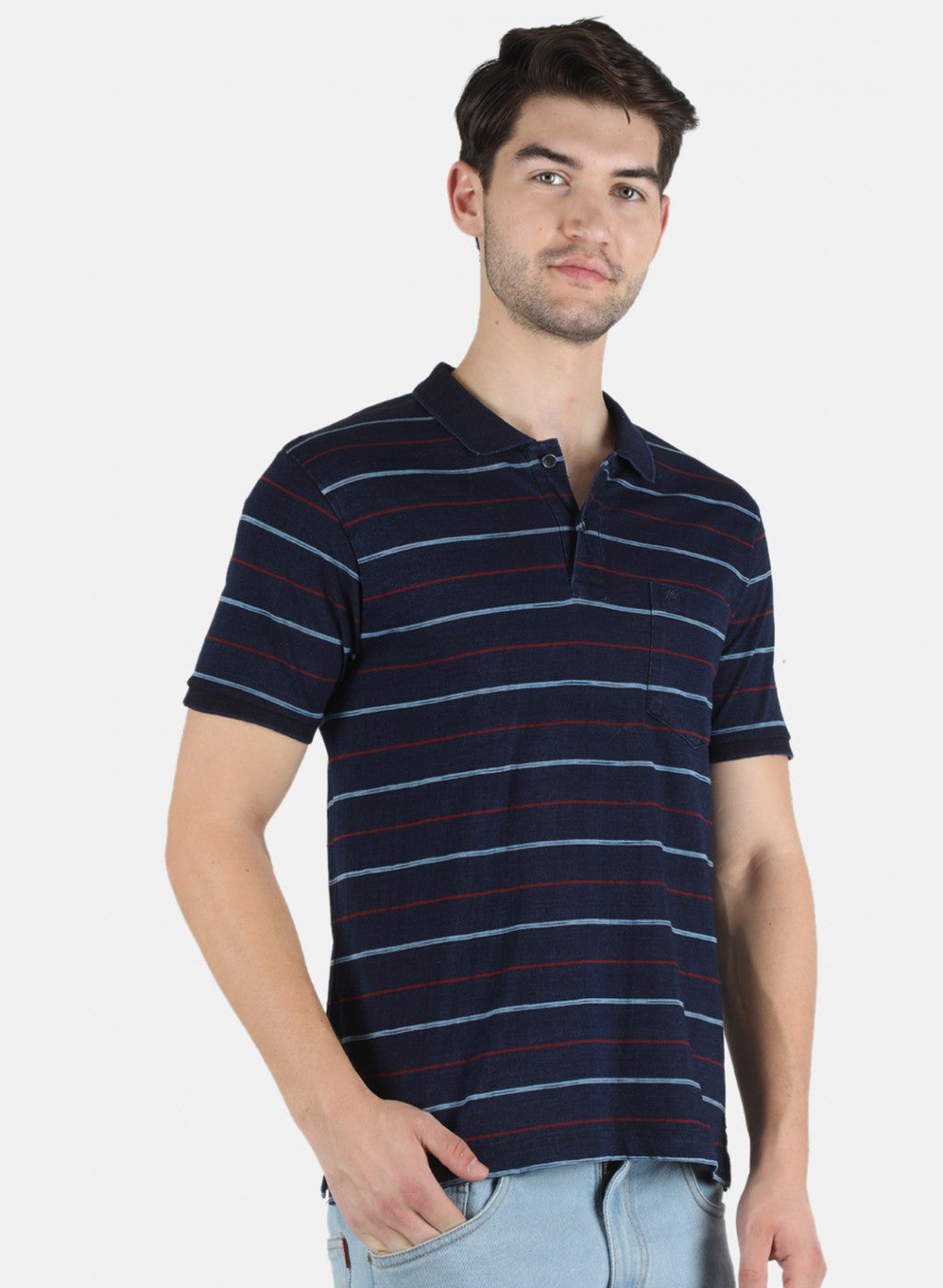 Men Blue Stripe T-Shirt