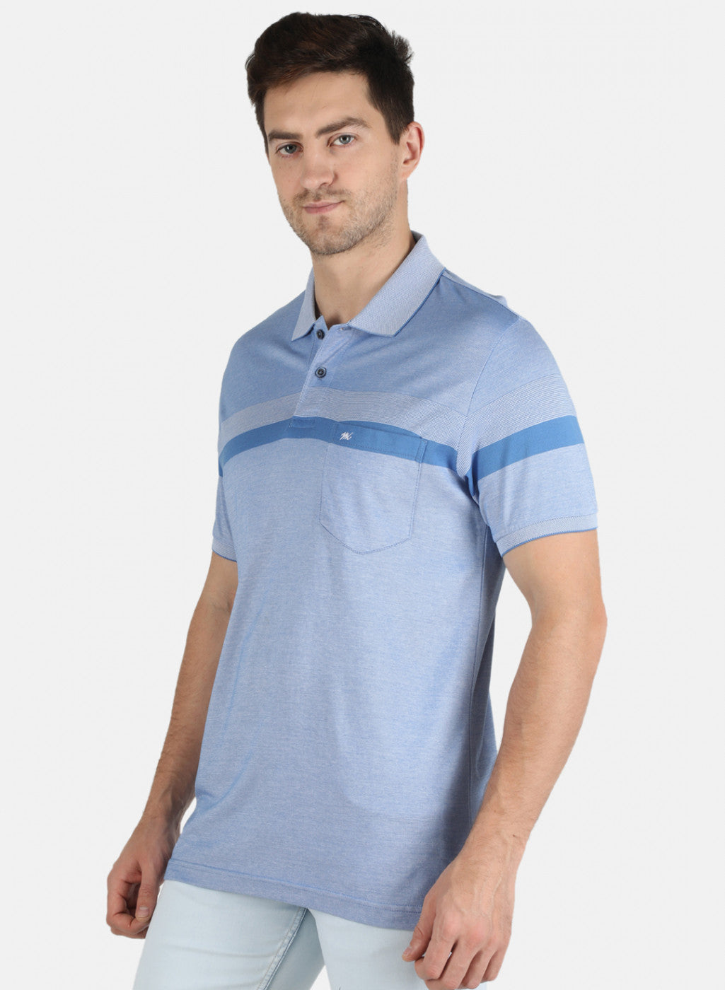 Men Sky Blue Stripe T-Shirt