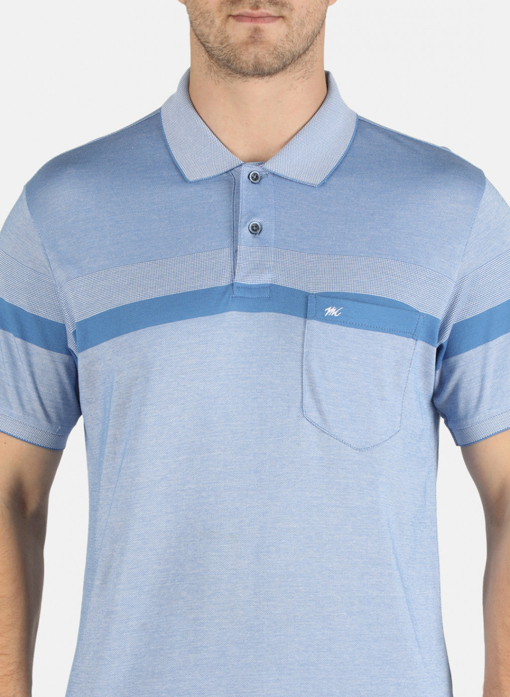 Men Sky Blue Stripe T-Shirt