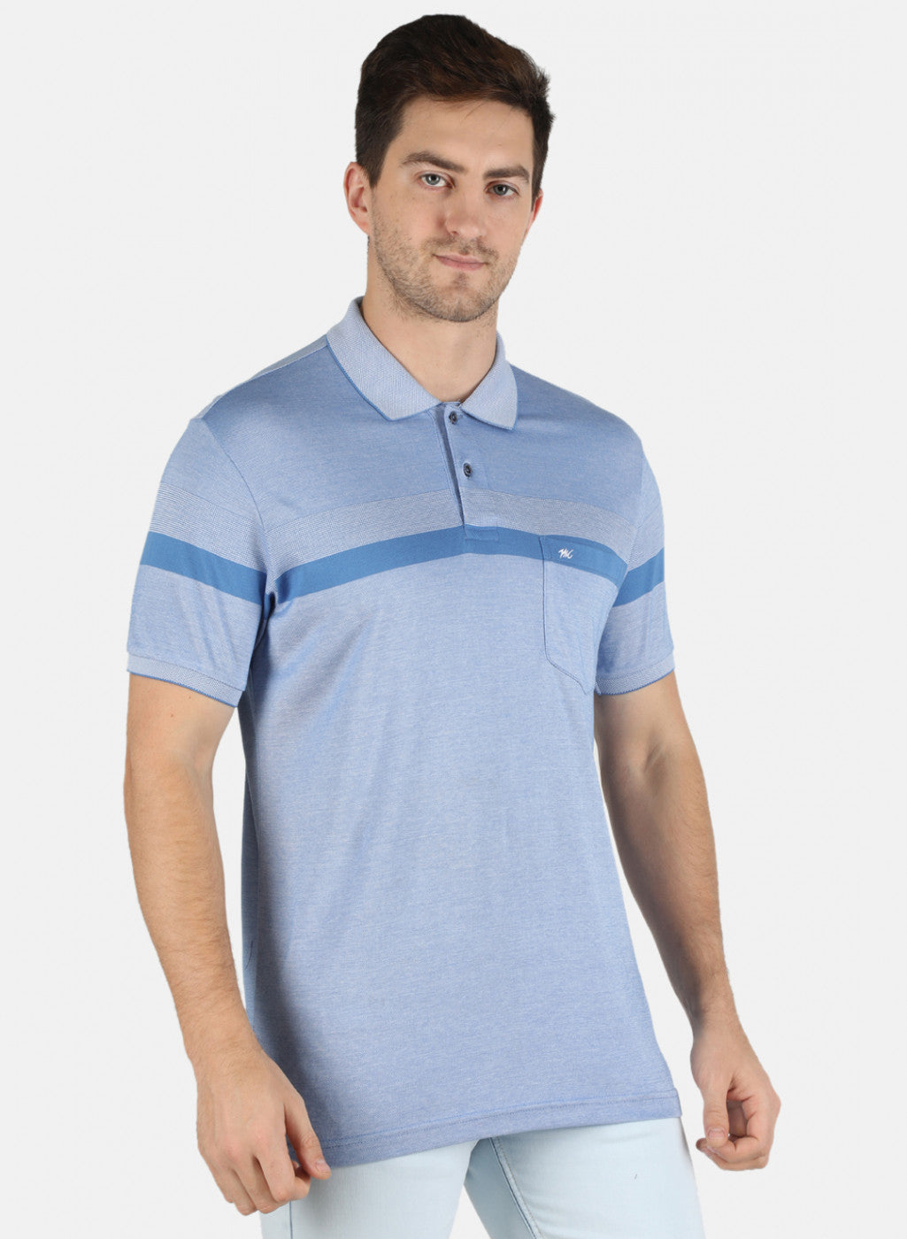 Men Sky Blue Stripe T-Shirt