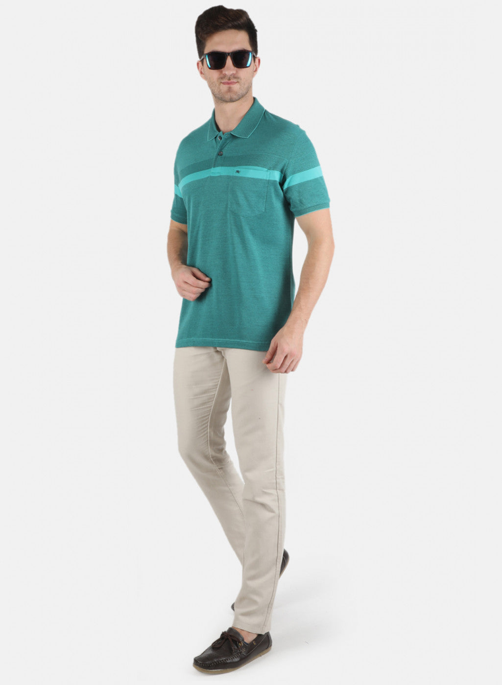 Men Green Stripe T-Shirt