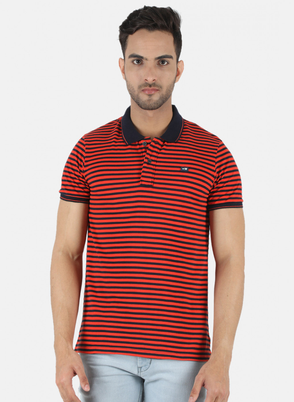 Men Orange Stripe T-Shirt