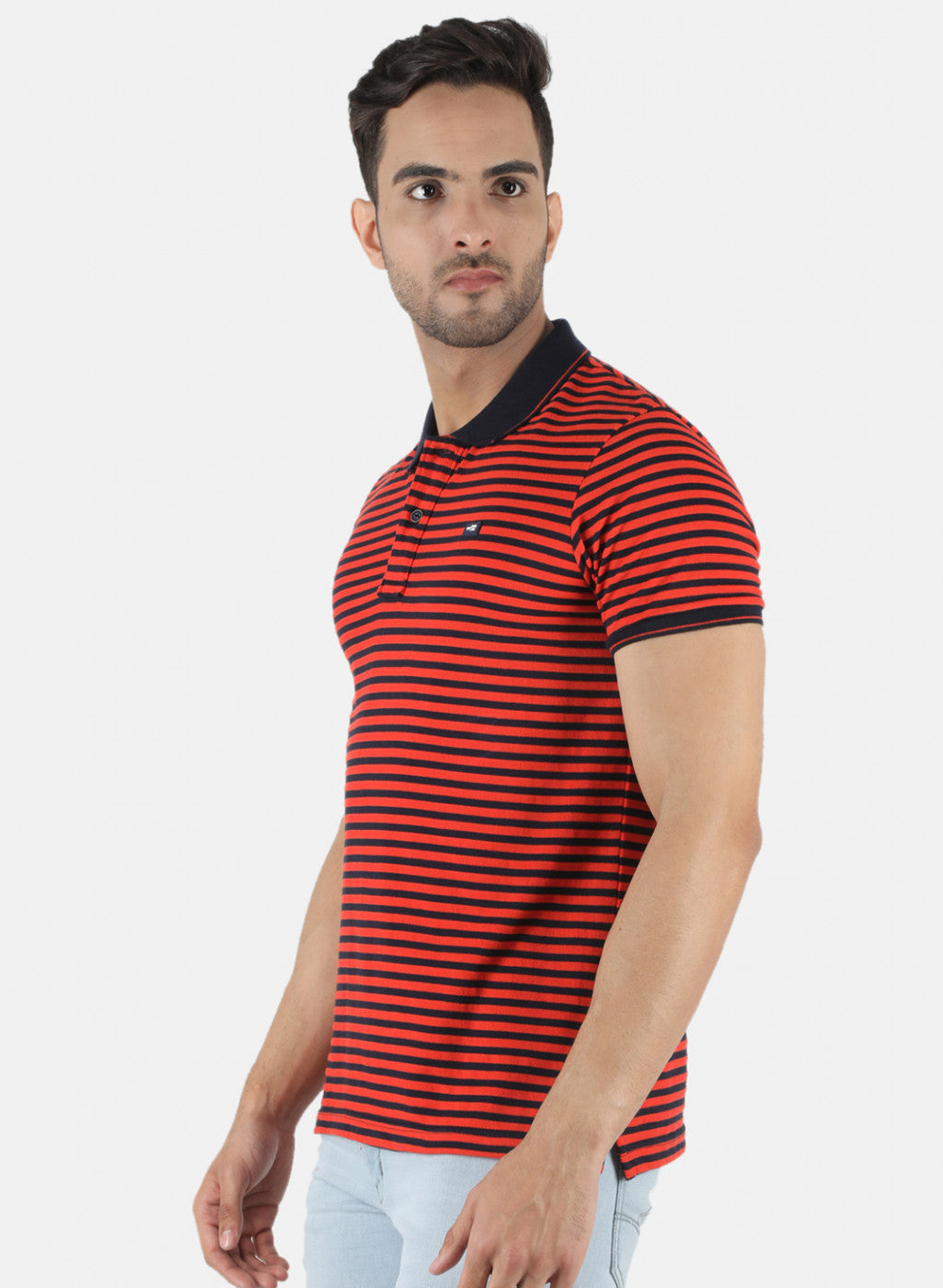 Men Orange Stripe T-Shirt