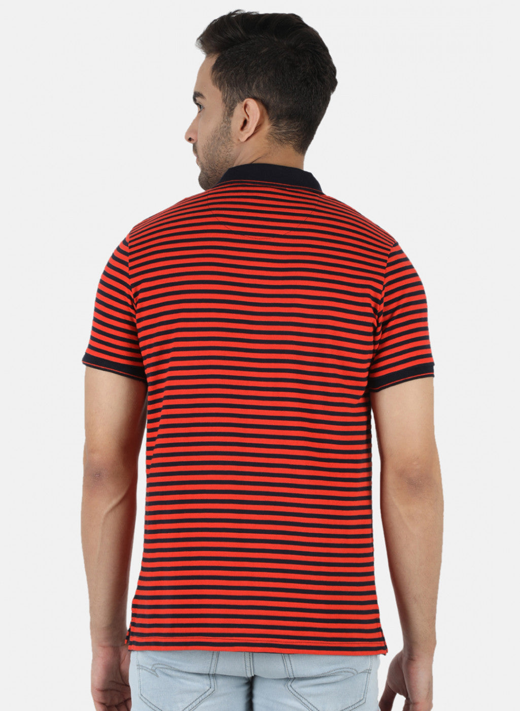 Men Orange Stripe T-Shirt