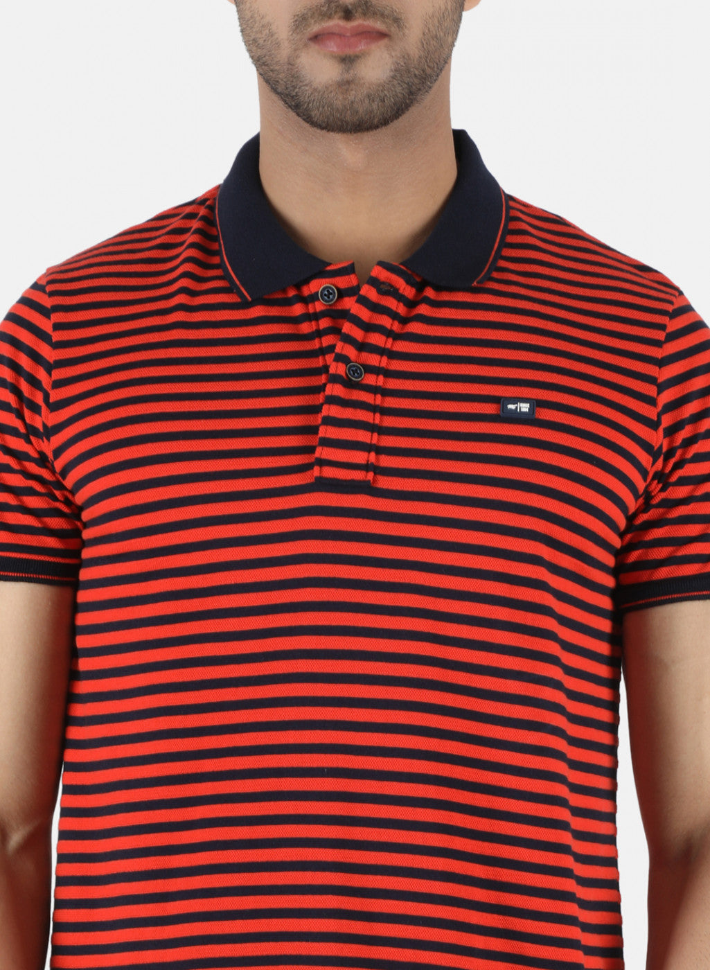 Men Orange Stripe T-Shirt