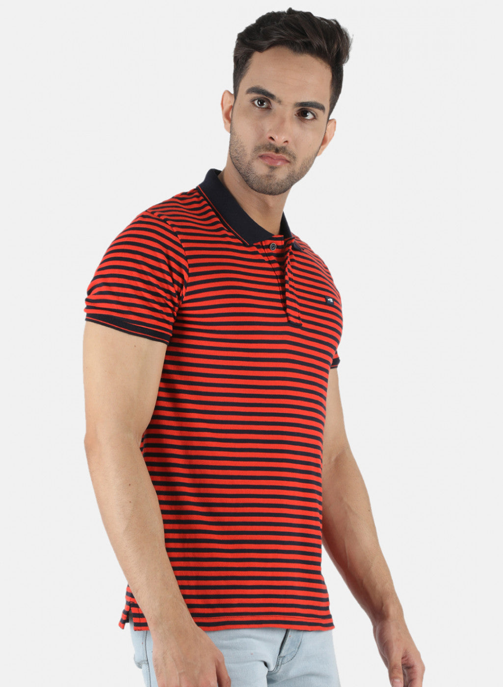 Men Orange Stripe T-Shirt