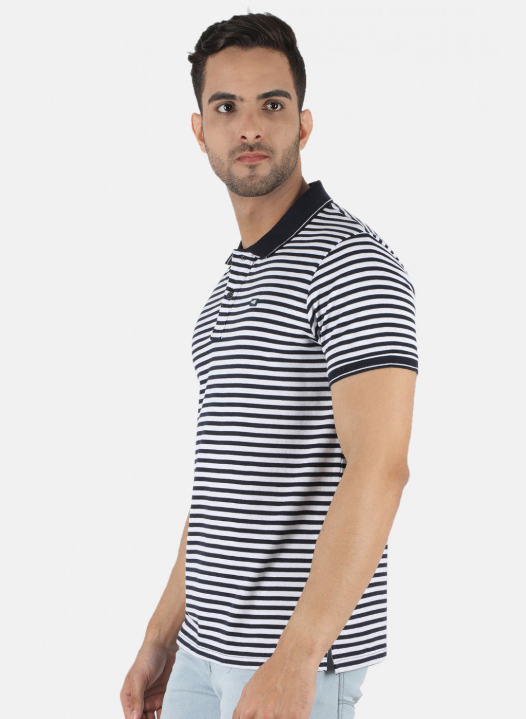 Men White Stripe T-Shirt