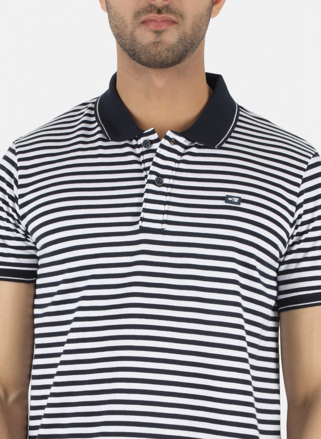 Men White Stripe T-Shirt