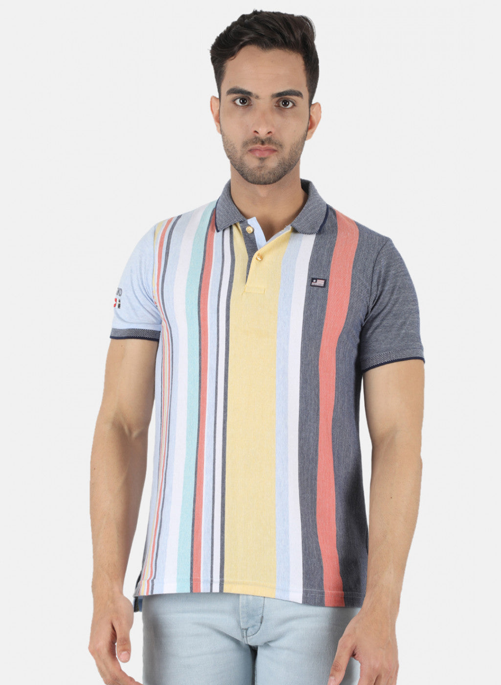 Men Blue Stripe T-Shirt