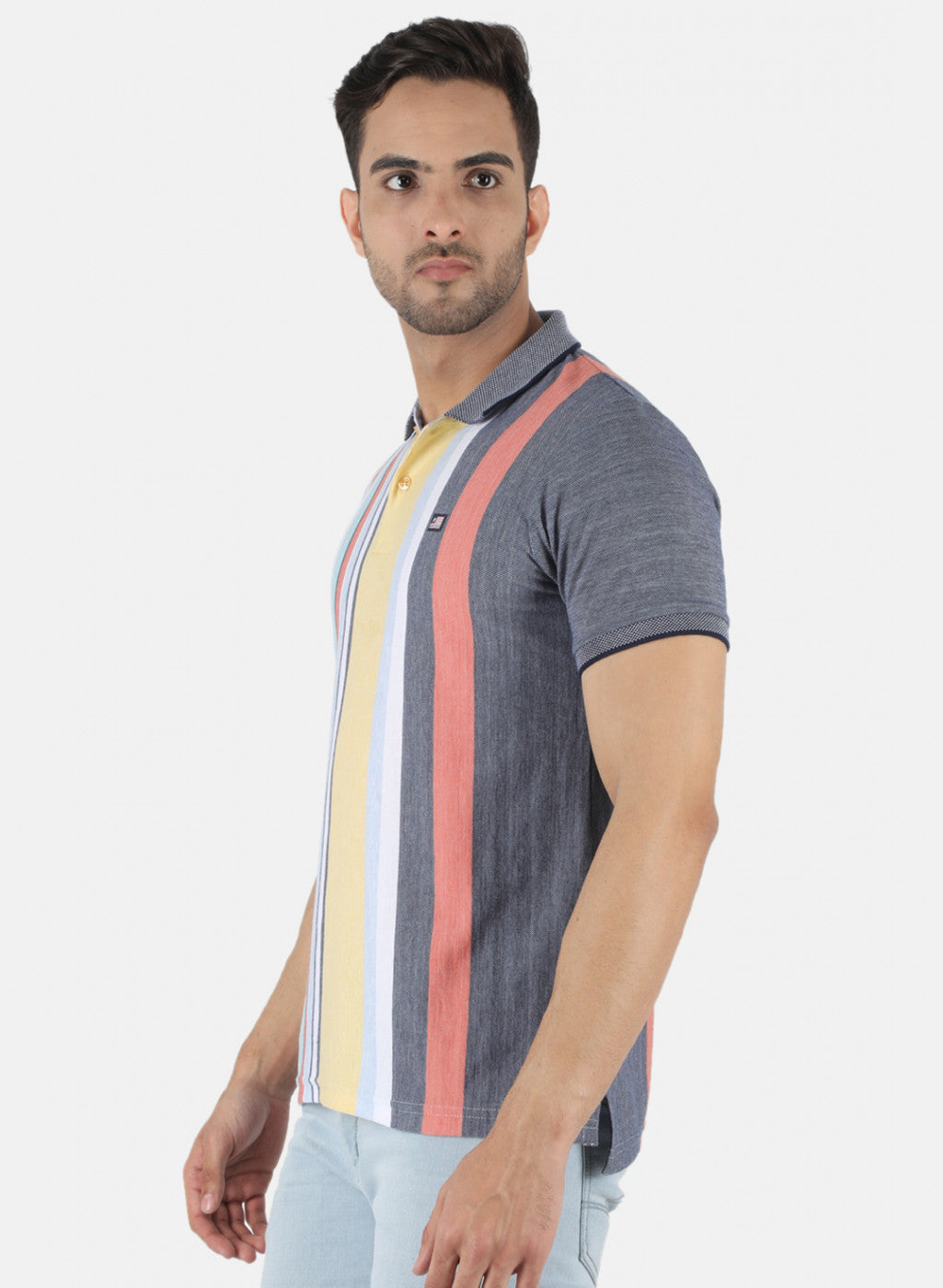 Men Blue Stripe T-Shirt