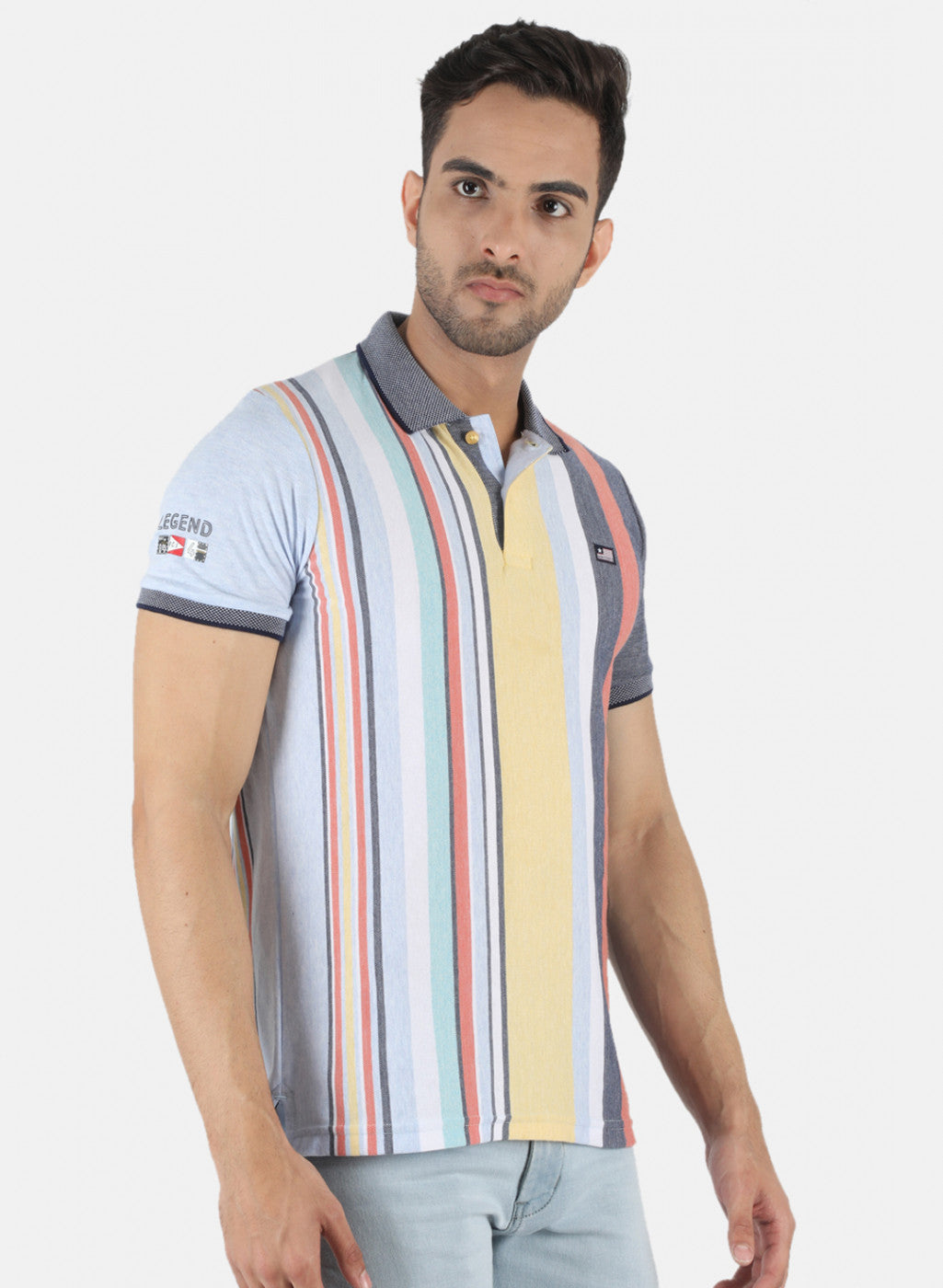 Men Blue Stripe T-Shirt