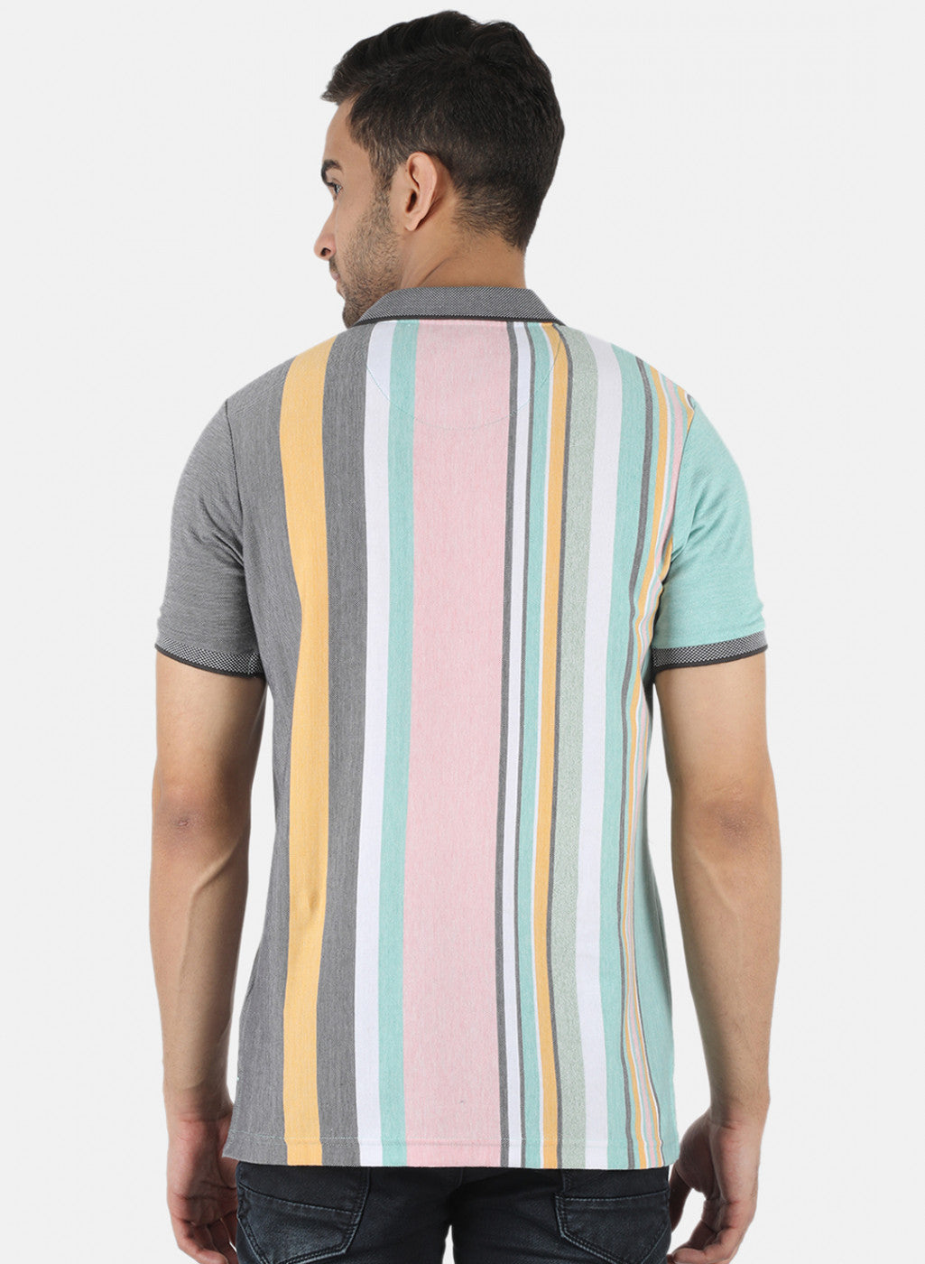 Men Grey Stripe T-Shirt