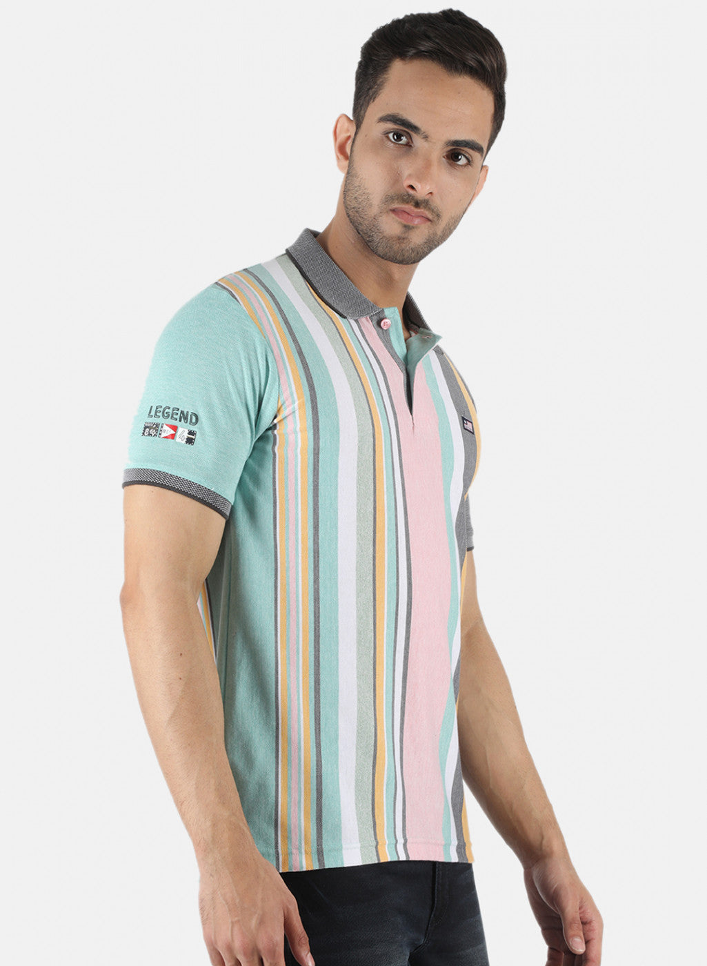 Men Grey Stripe T-Shirt