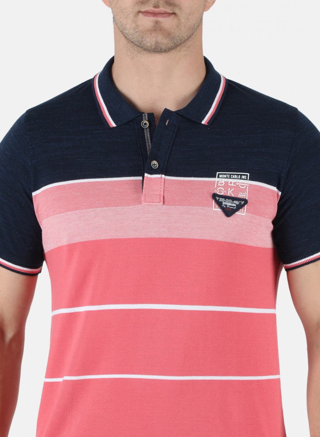 Men NAvy Blue Stripe T-Shirt