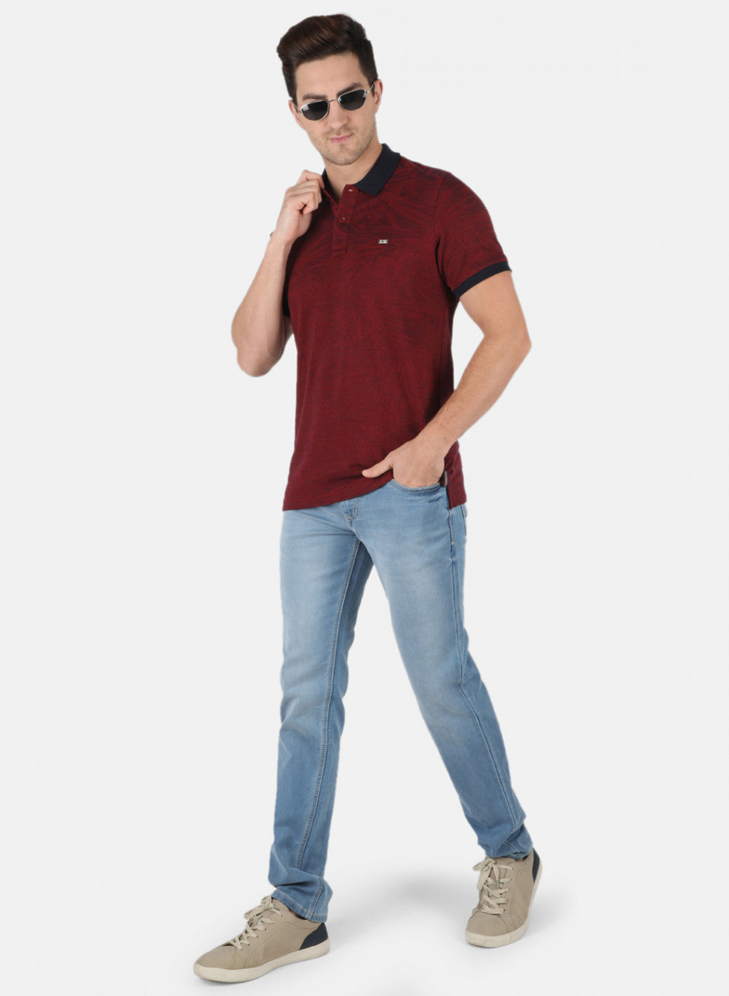 Men Maroon Stripe T-Shirt