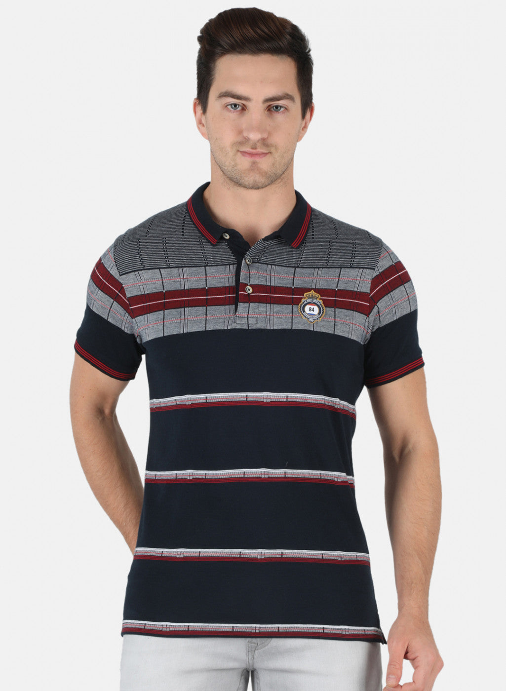 Men NAvy Blue Stripe T-Shirt