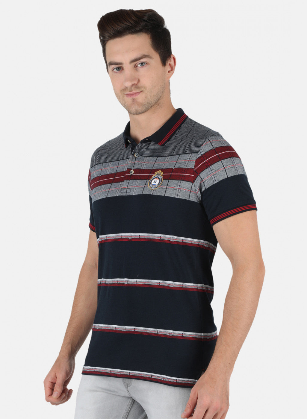 Men NAvy Blue Stripe T-Shirt