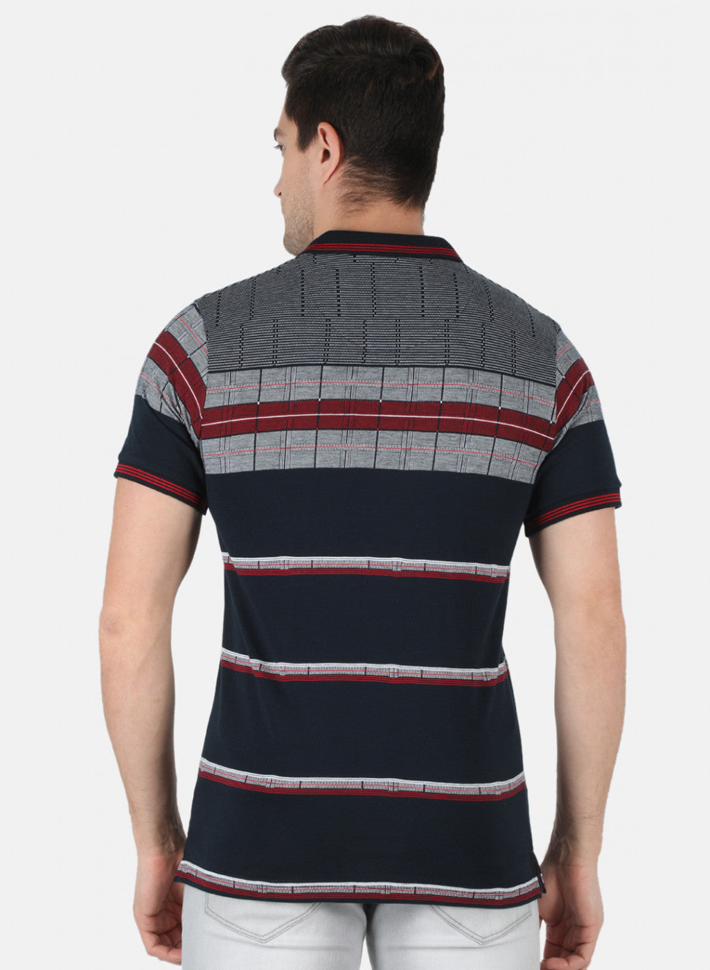 Men NAvy Blue Stripe T-Shirt