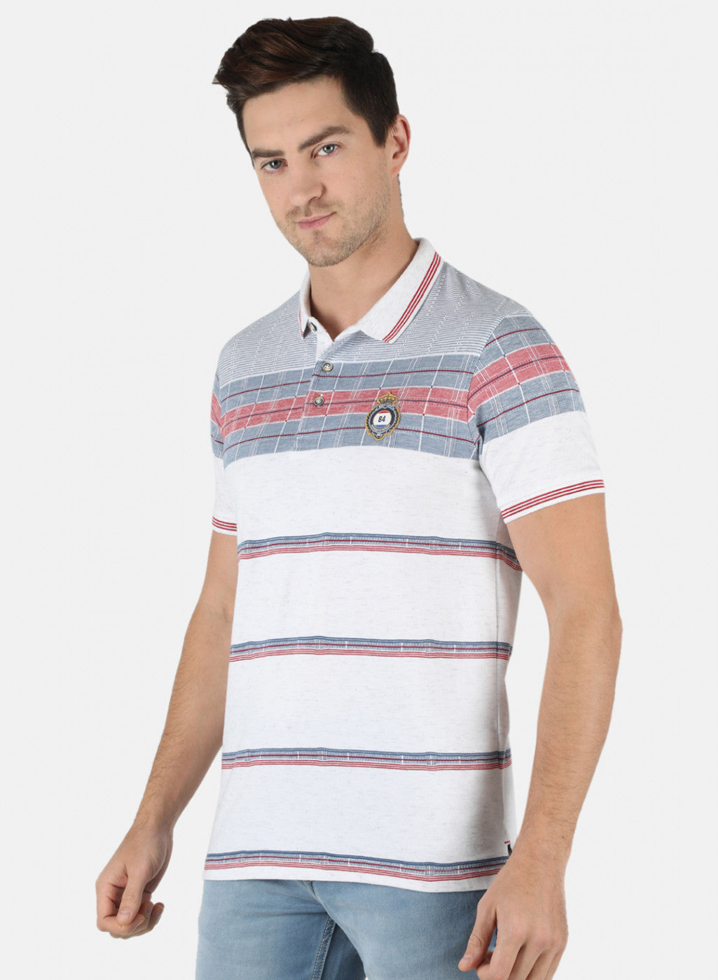 Men White Stripe T-Shirt