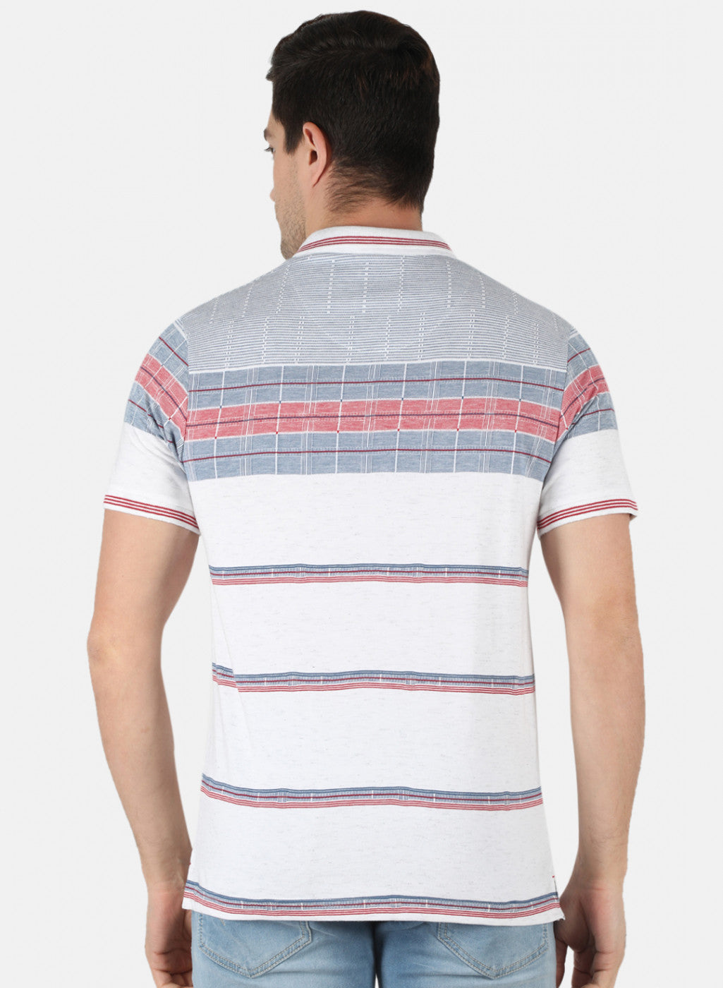 Men White Stripe T-Shirt