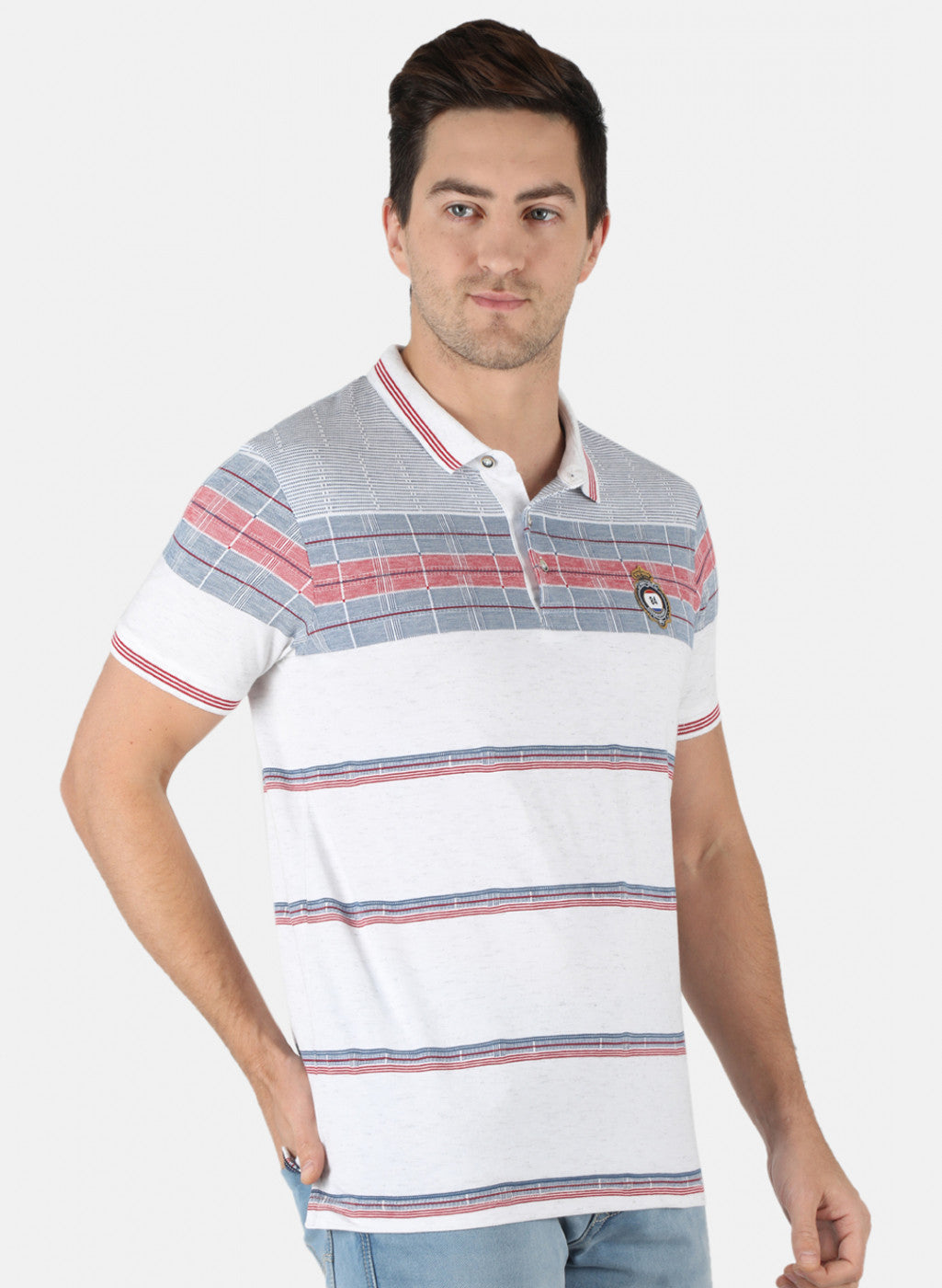 Men White Stripe T-Shirt