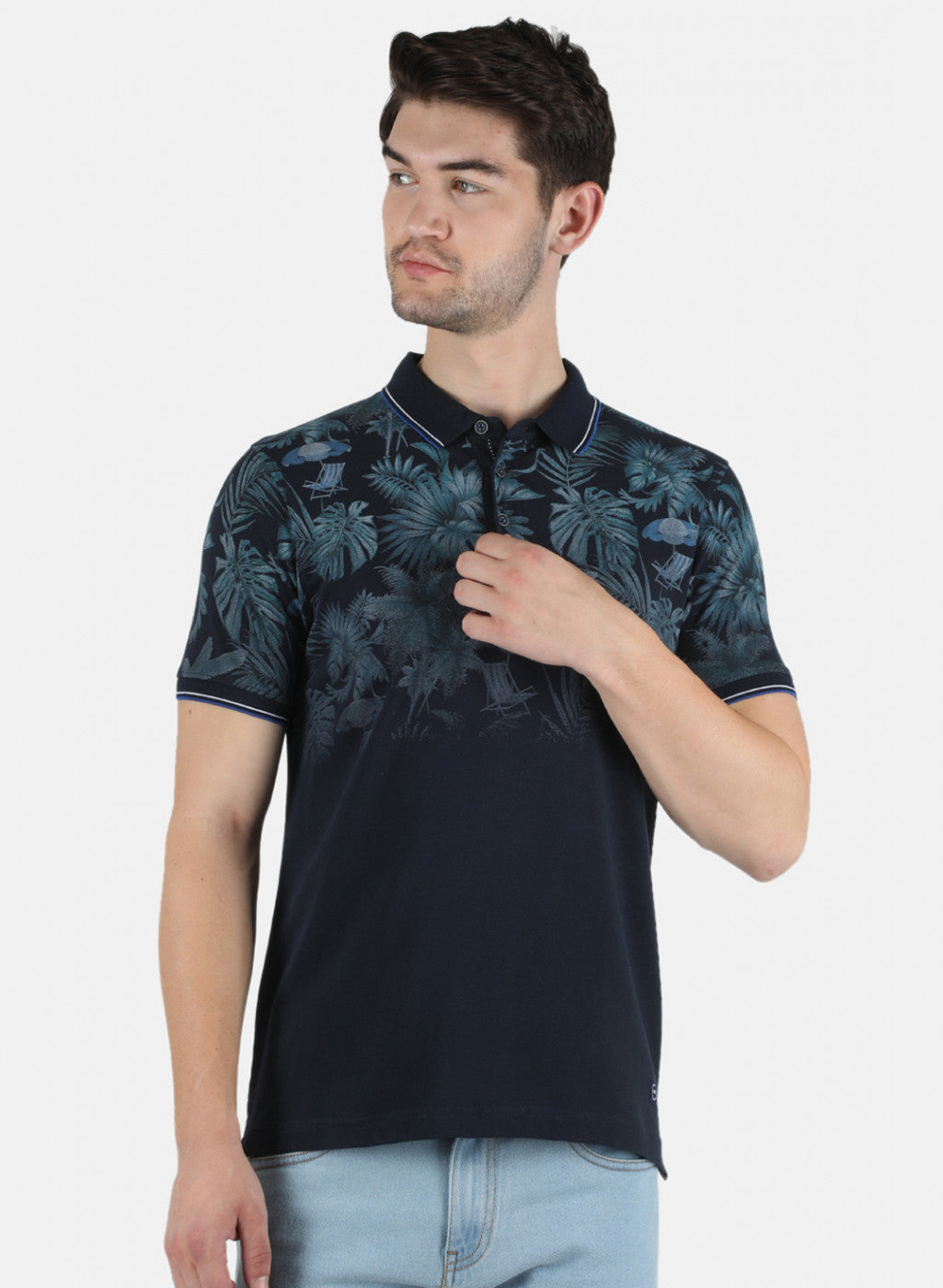 Men NAvy Blue Printed T-Shirt