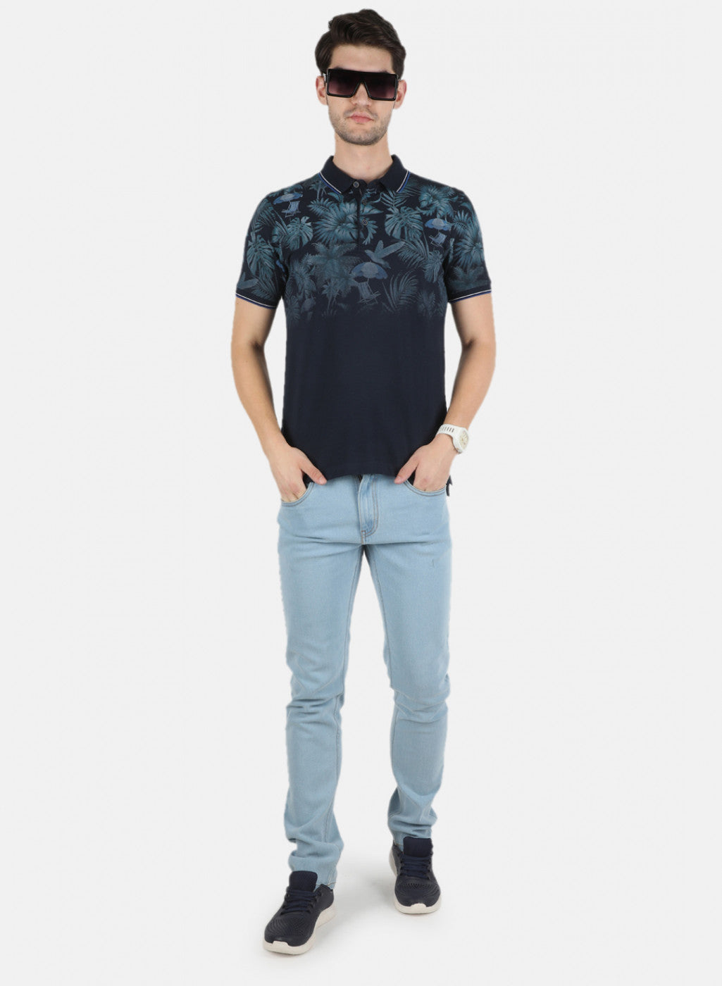 Men NAvy Blue Printed T-Shirt