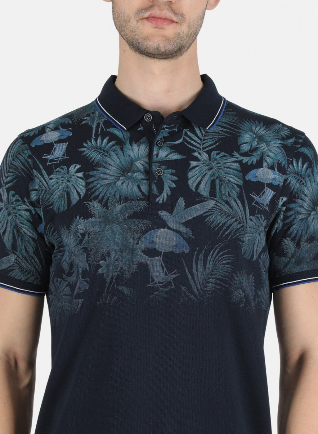 Men NAvy Blue Printed T-Shirt