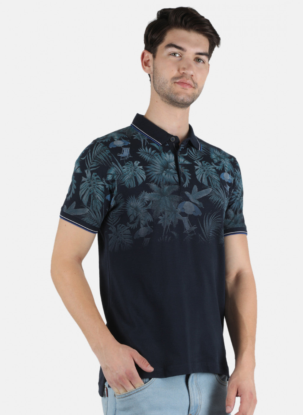 Men NAvy Blue Printed T-Shirt