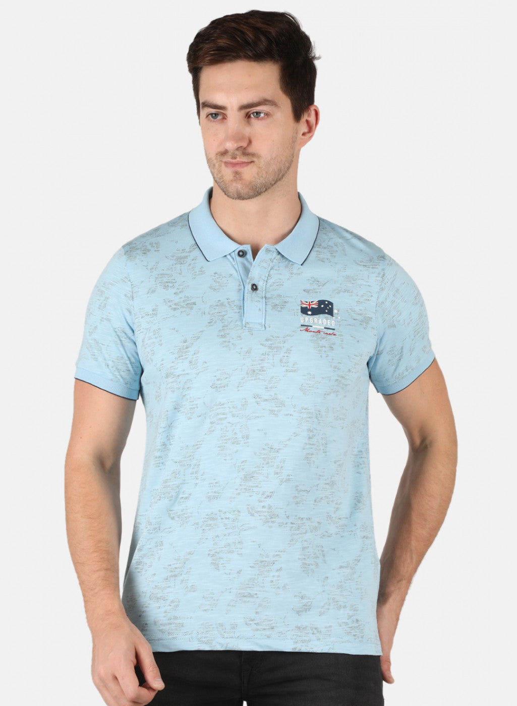 Men Sky Blue Printed T-Shirt