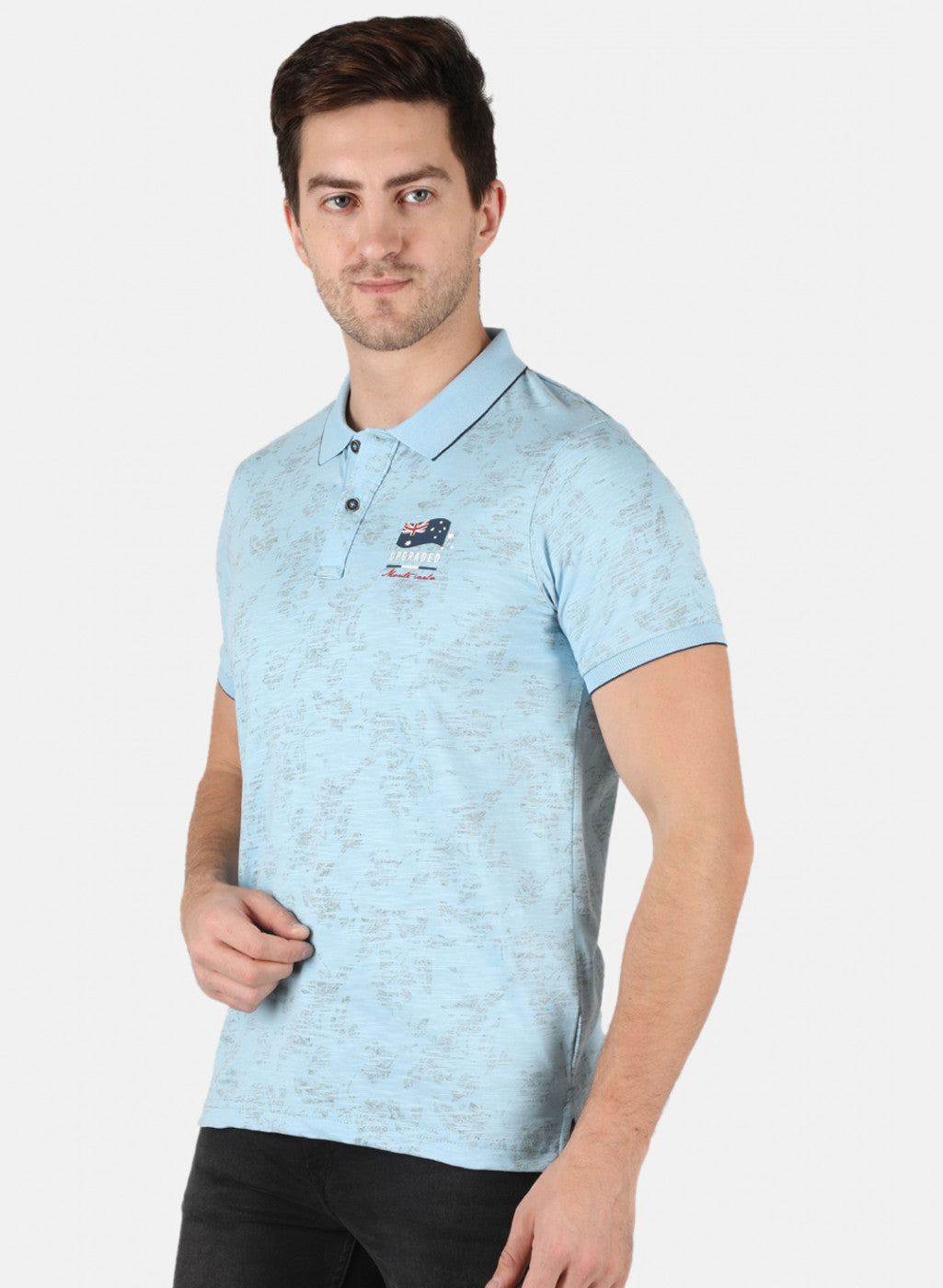 Men Sky Blue Printed T-Shirt